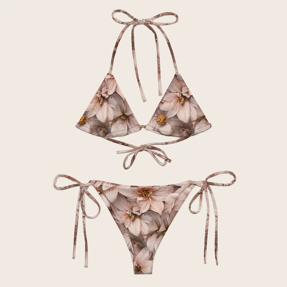 String Bikini on model