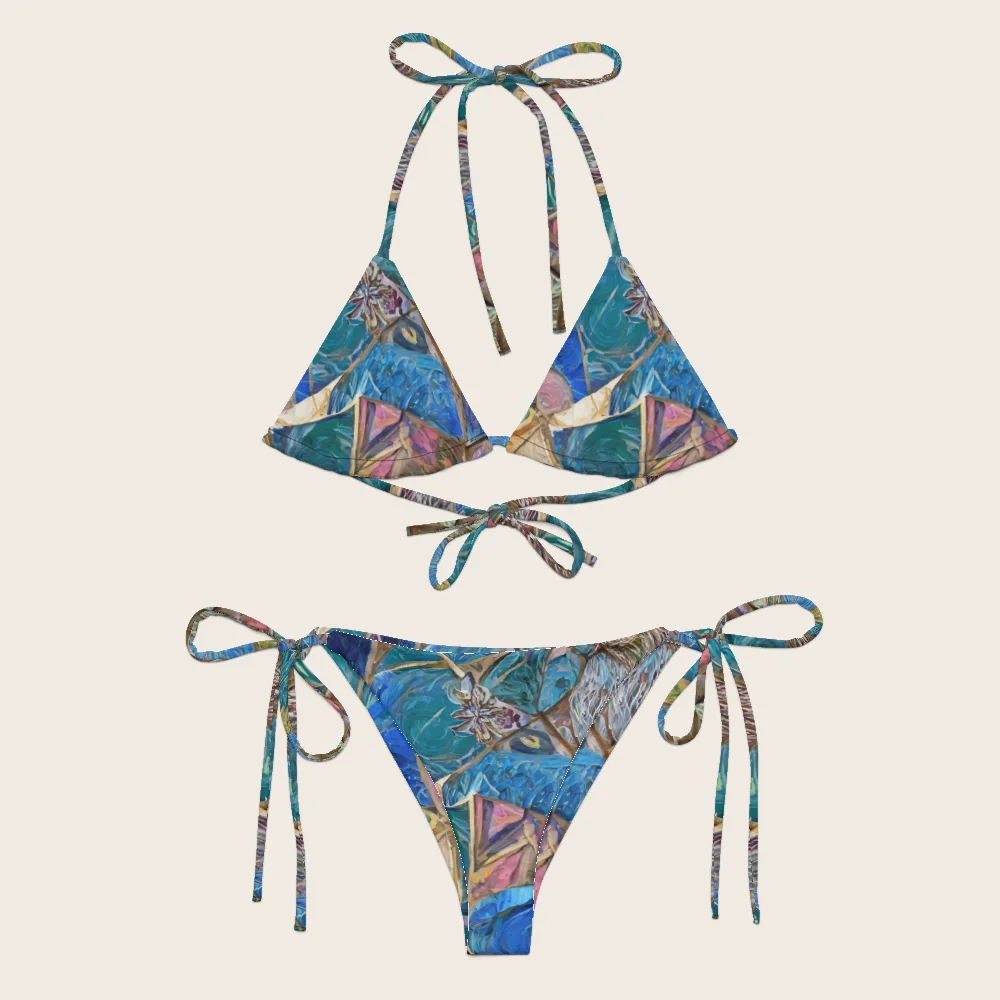 String Bikini on model