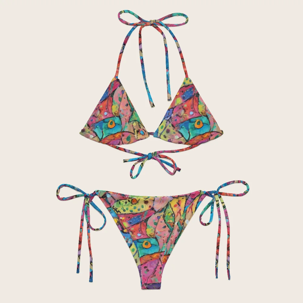 String Bikini on model