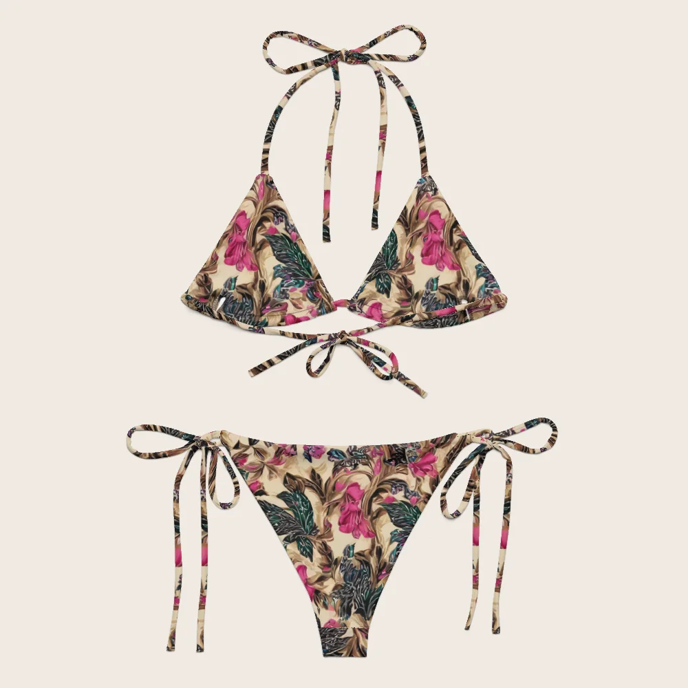 String Bikini on model