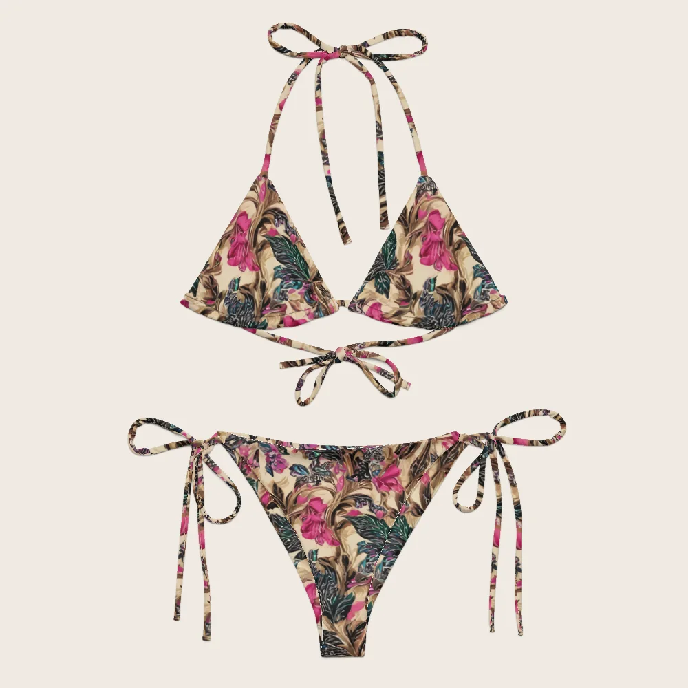 String Bikini on model