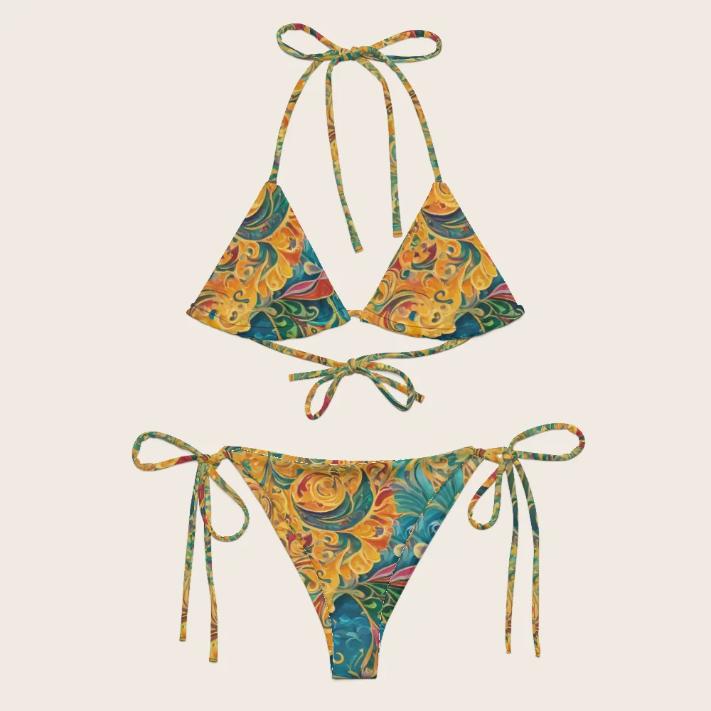 String Bikini on model