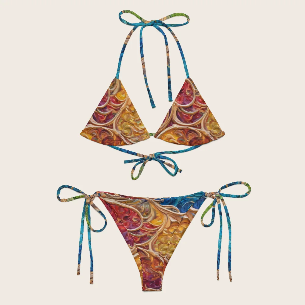 String Bikini on model