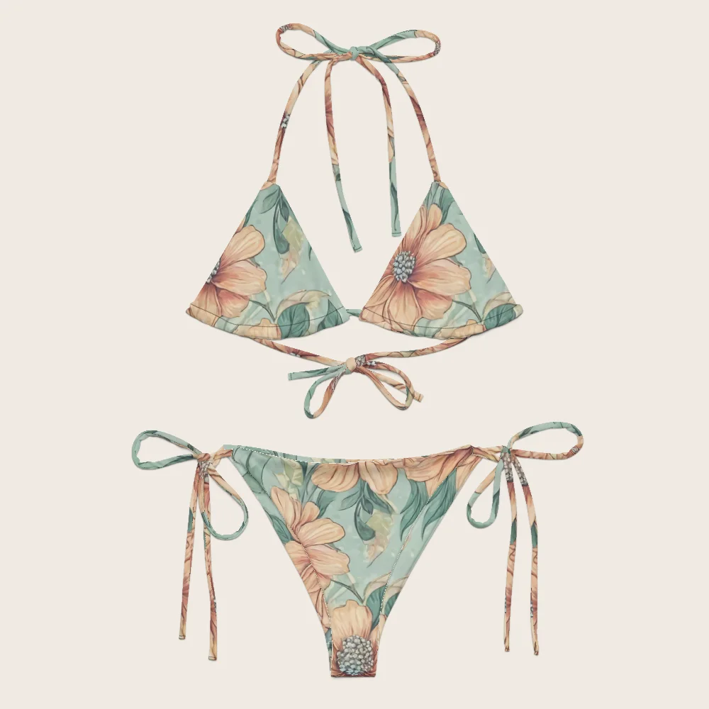 String Bikini on model