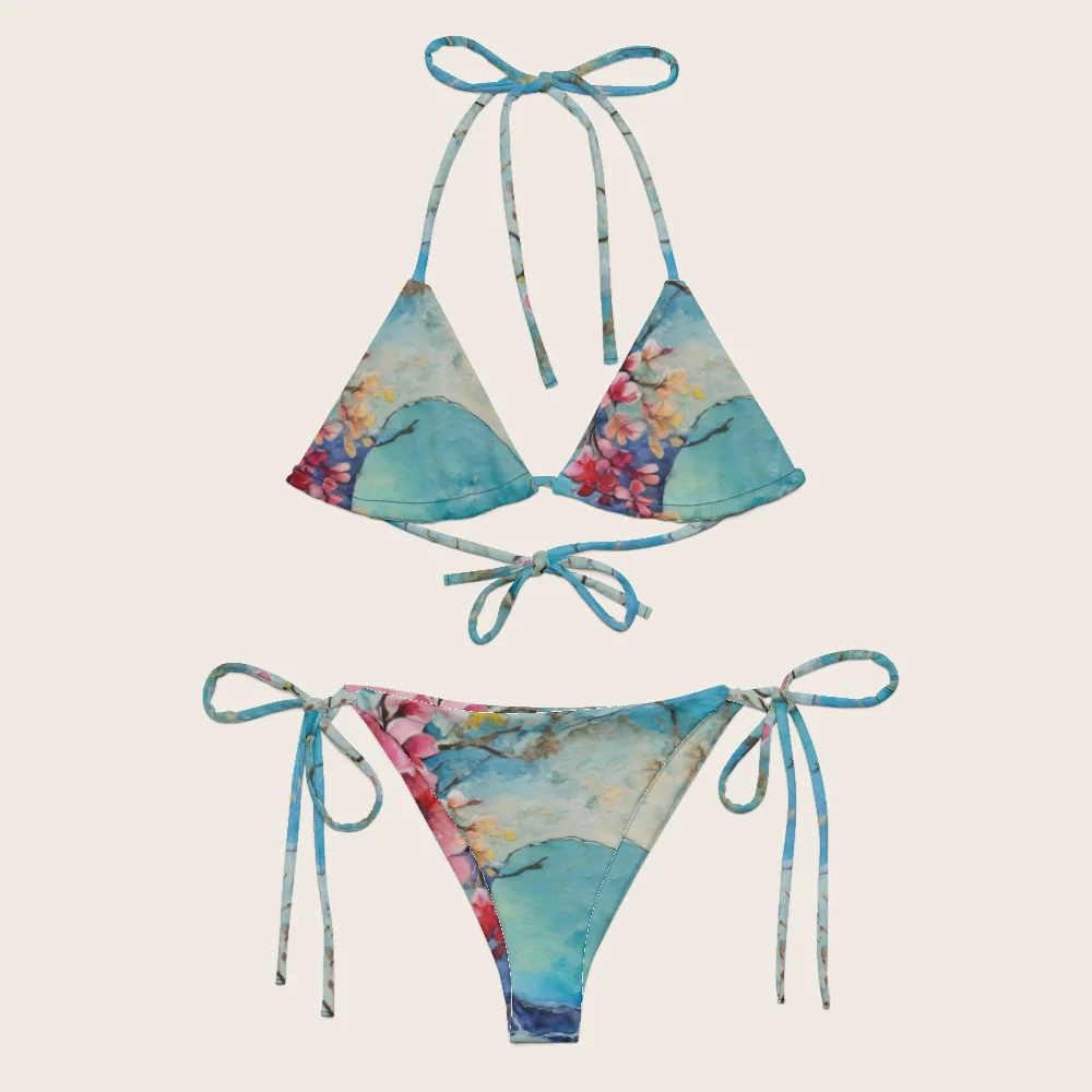 String Bikini on model