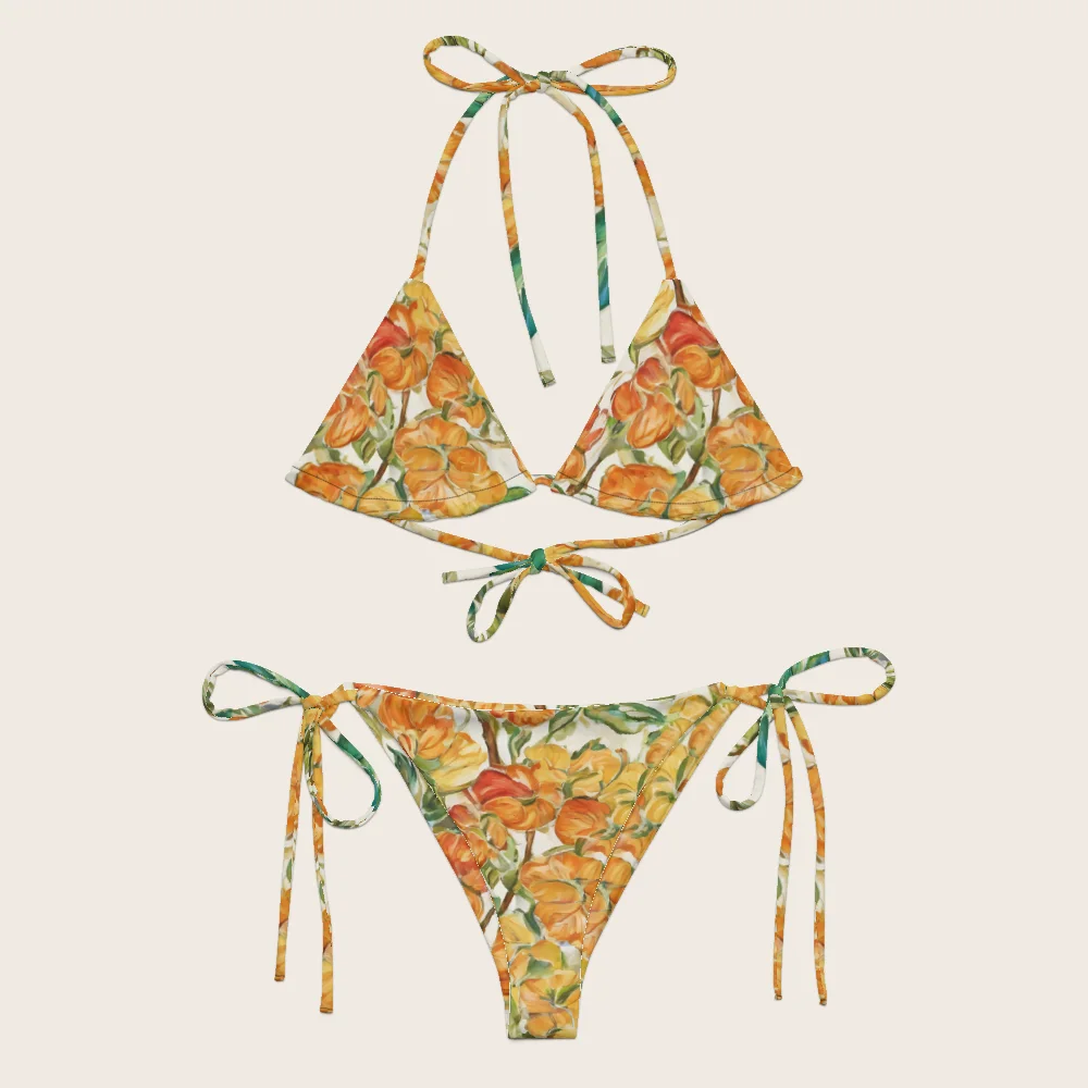 String Bikini on model