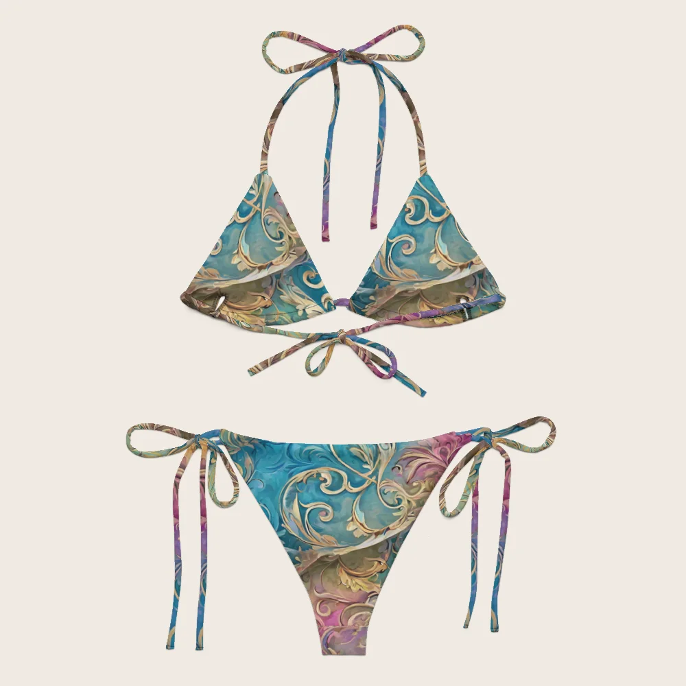 String Bikini on model