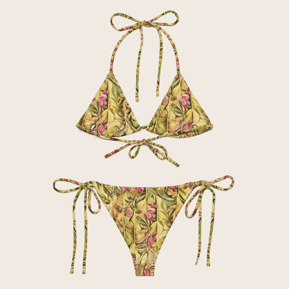 String Bikini on model
