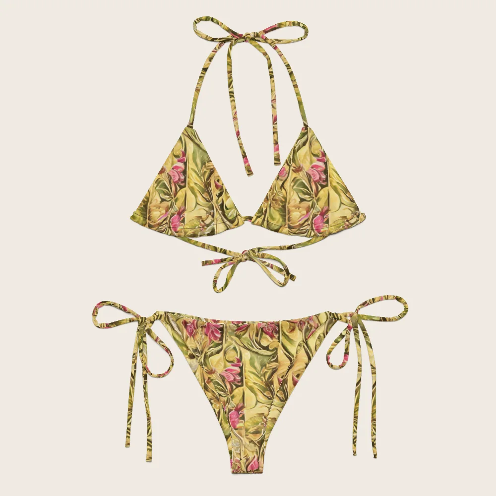 String Bikini on model