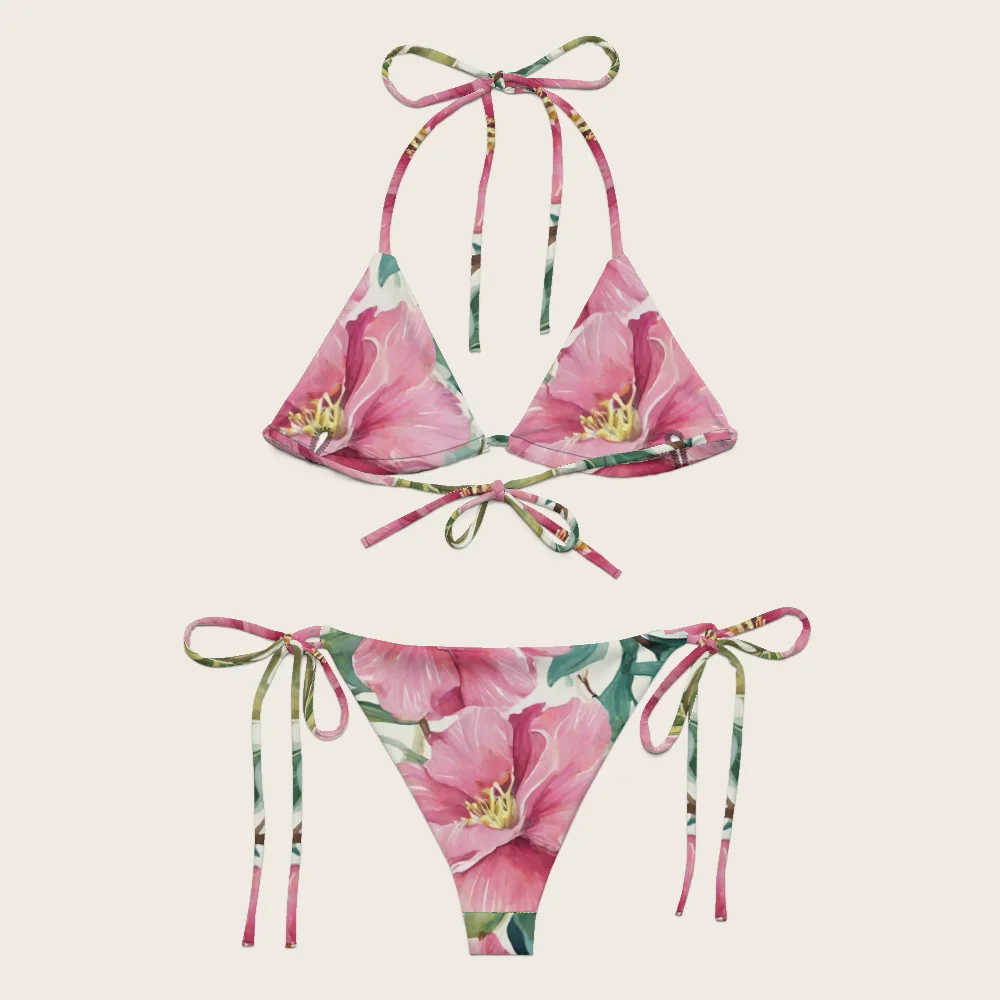 String Bikini on model