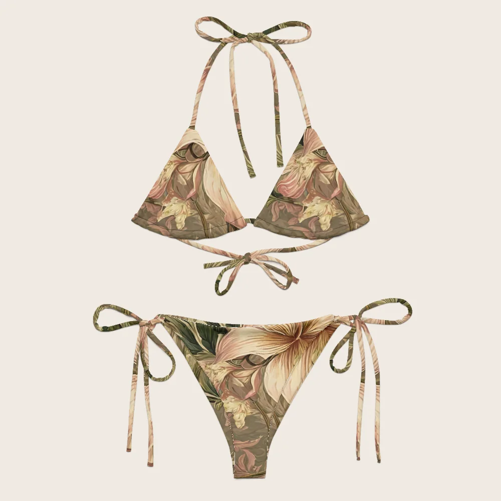 String Bikini on model