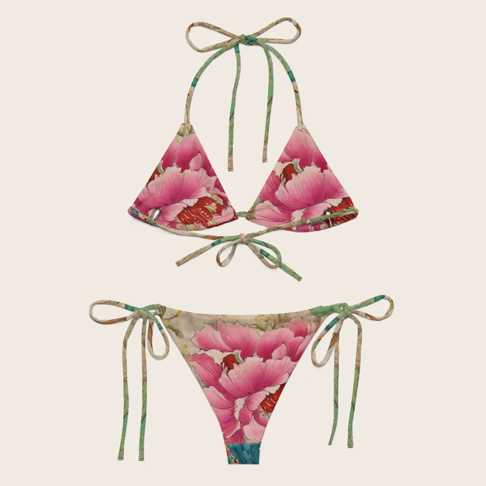 String Bikini on model