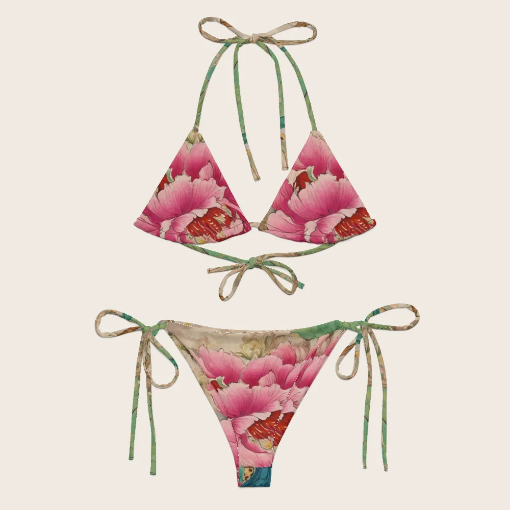 String Bikini on model