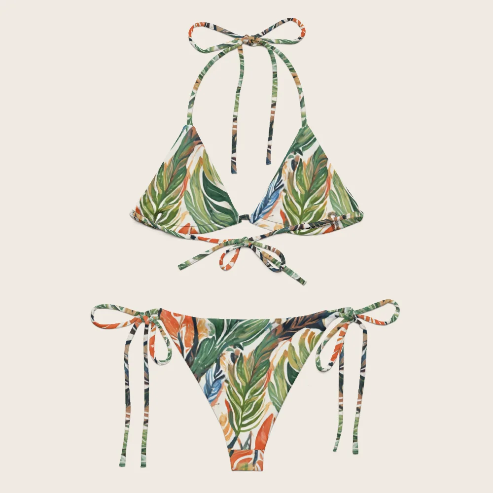 String Bikini on model