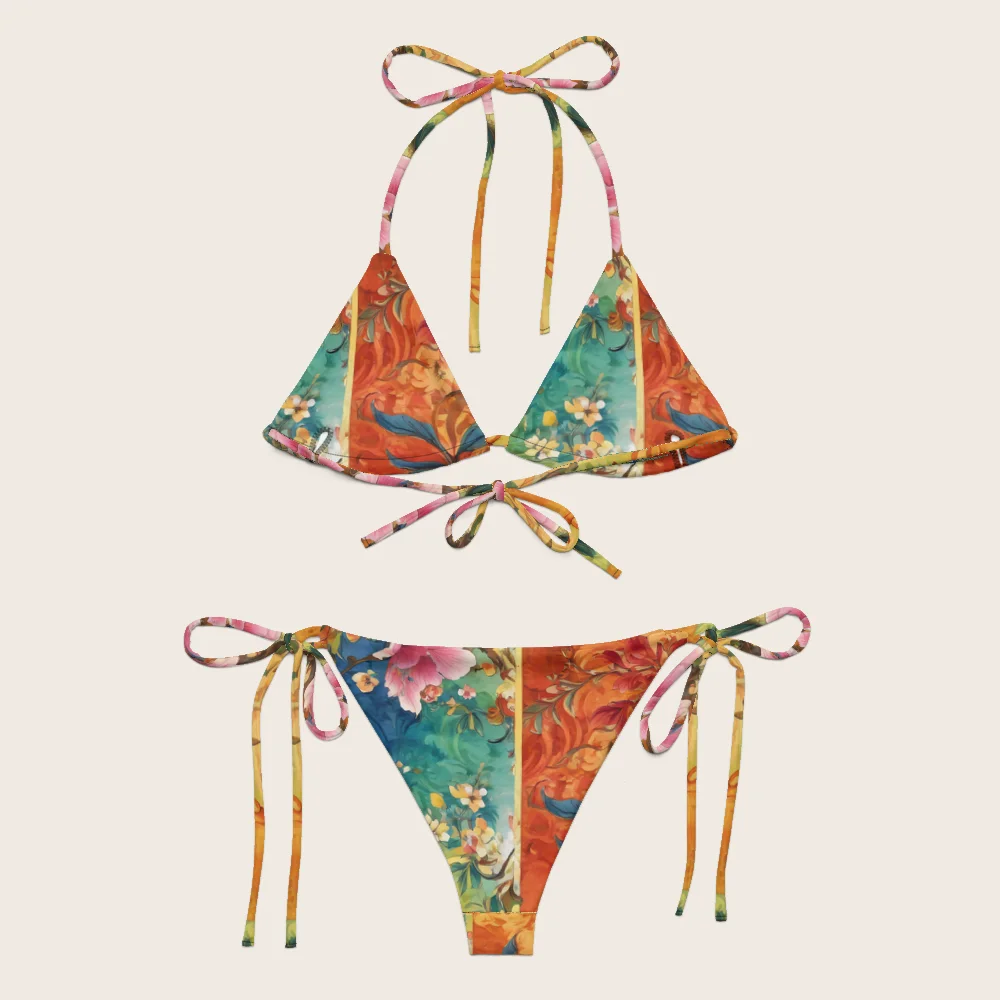 String Bikini on model