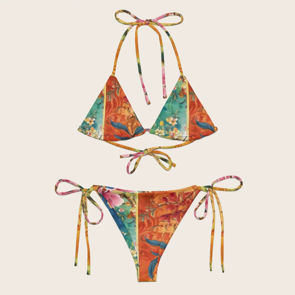 String Bikini on model
