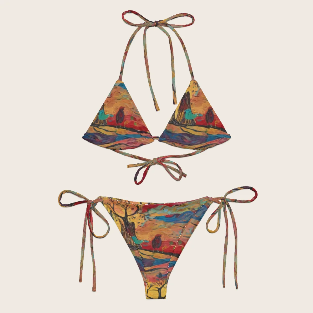 String Bikini on model
