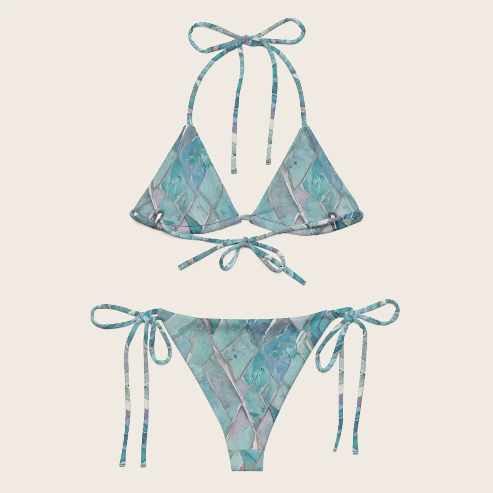 String Bikini on model