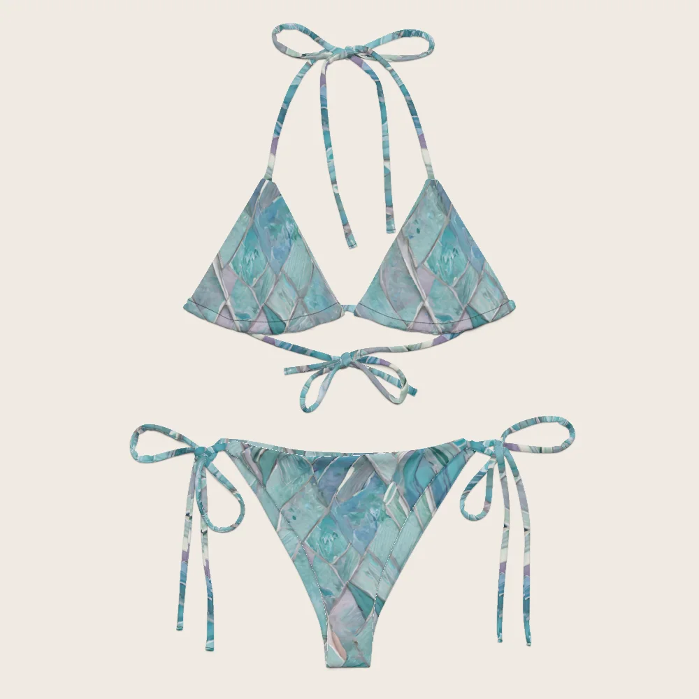 String Bikini on model