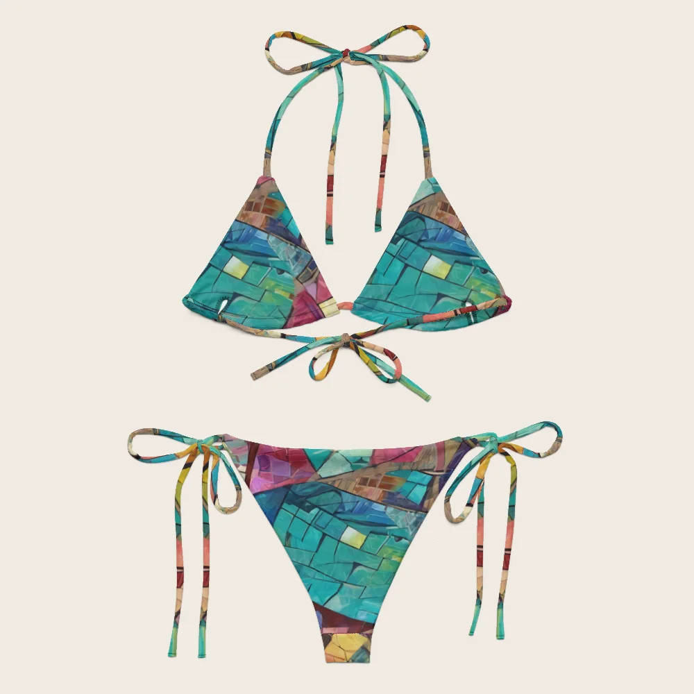 String Bikini on model