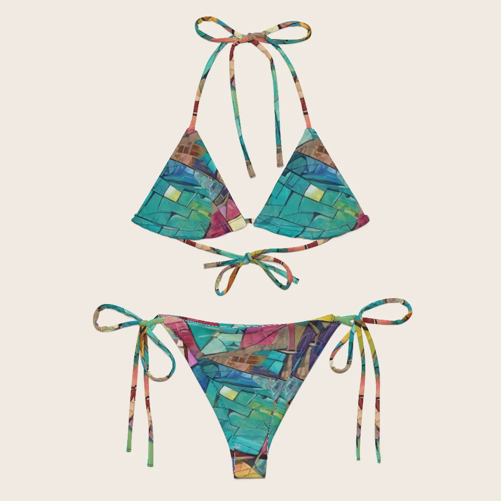 String Bikini on model