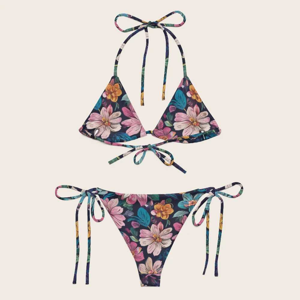 String Bikini on model