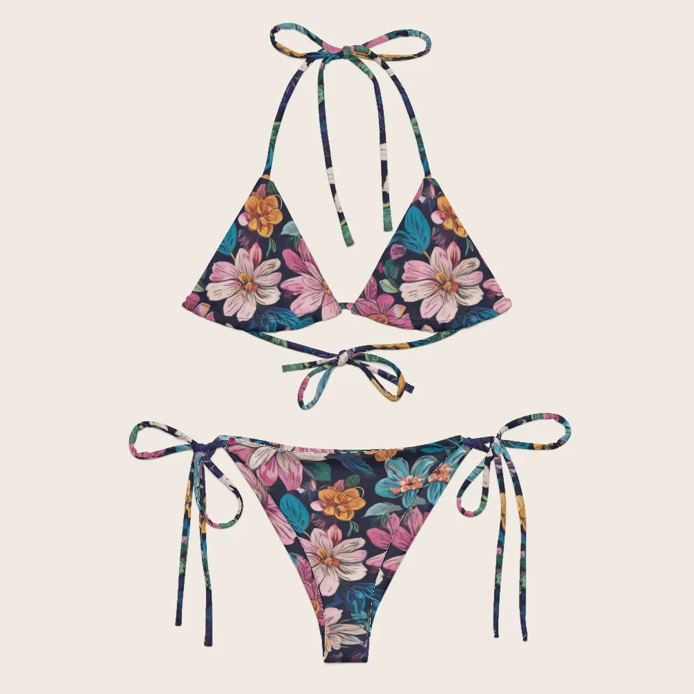 String Bikini on model