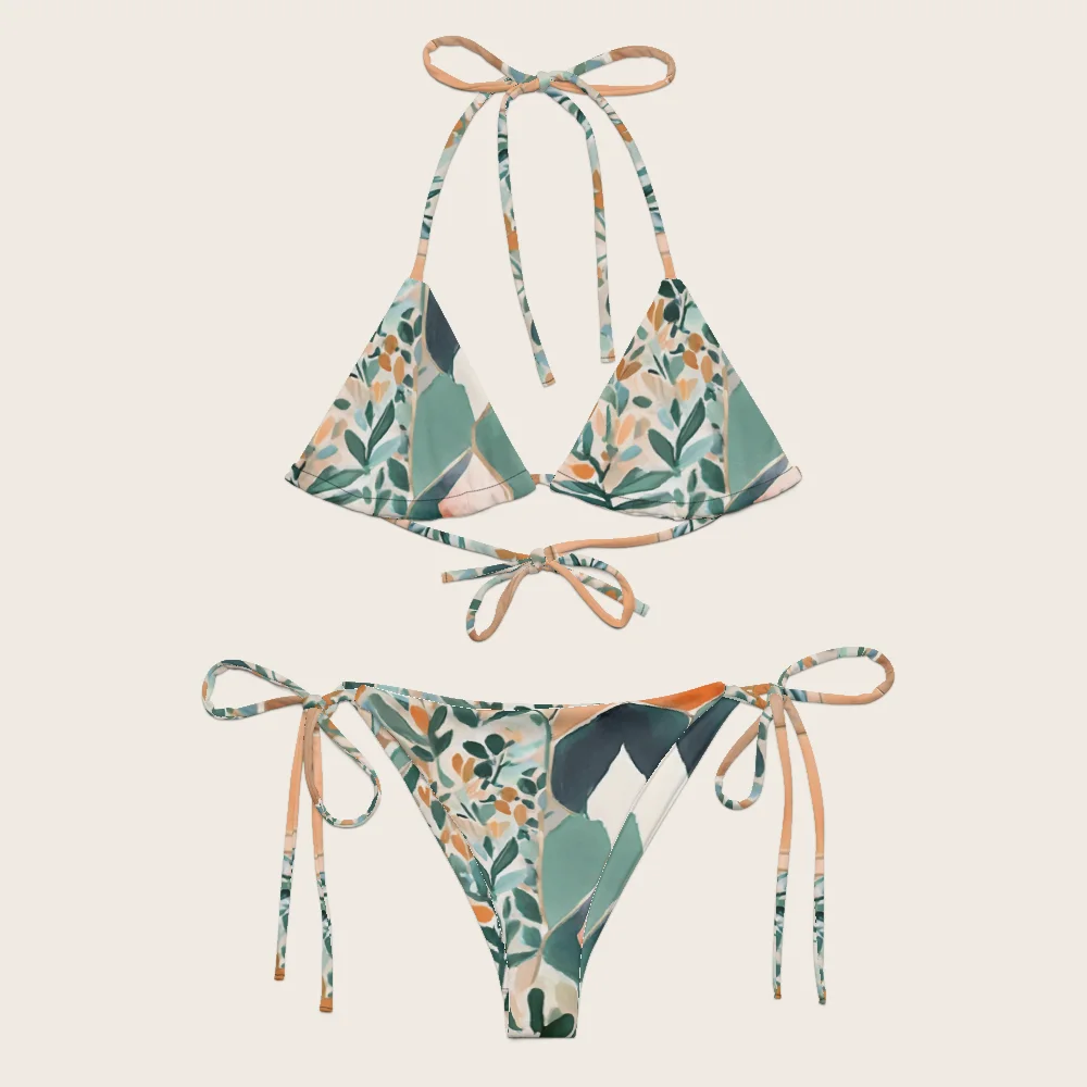 String Bikini on model