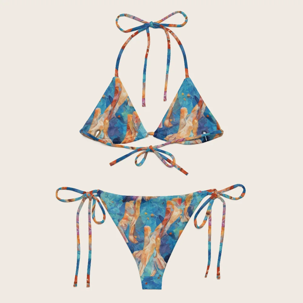 String Bikini on model