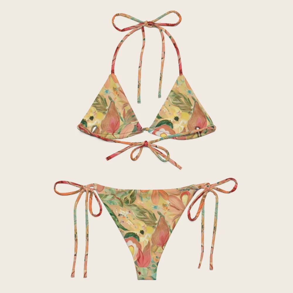 String Bikini on model