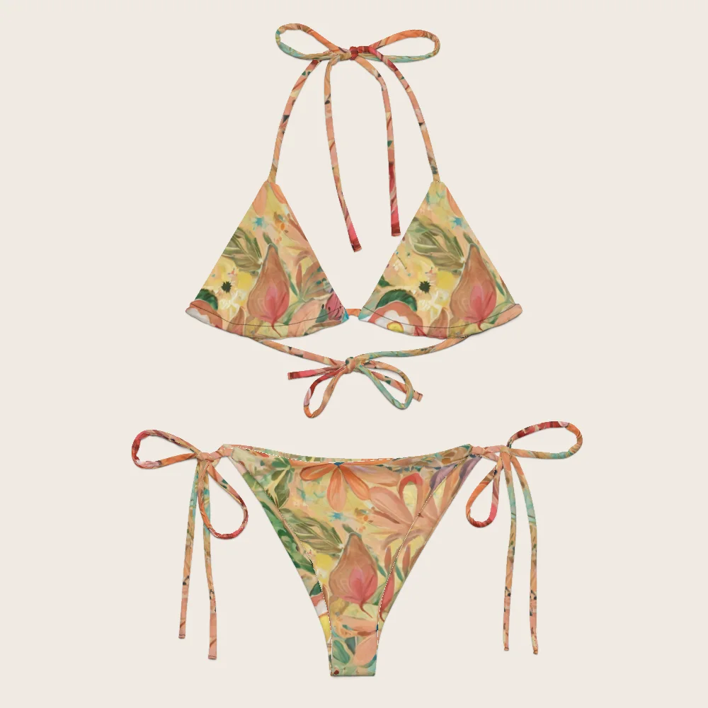 String Bikini on model