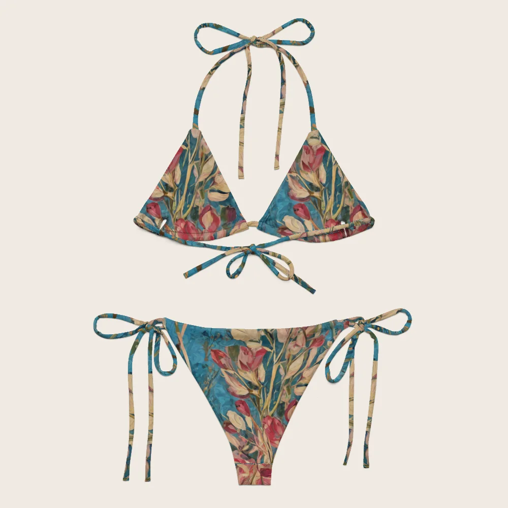 String Bikini on model