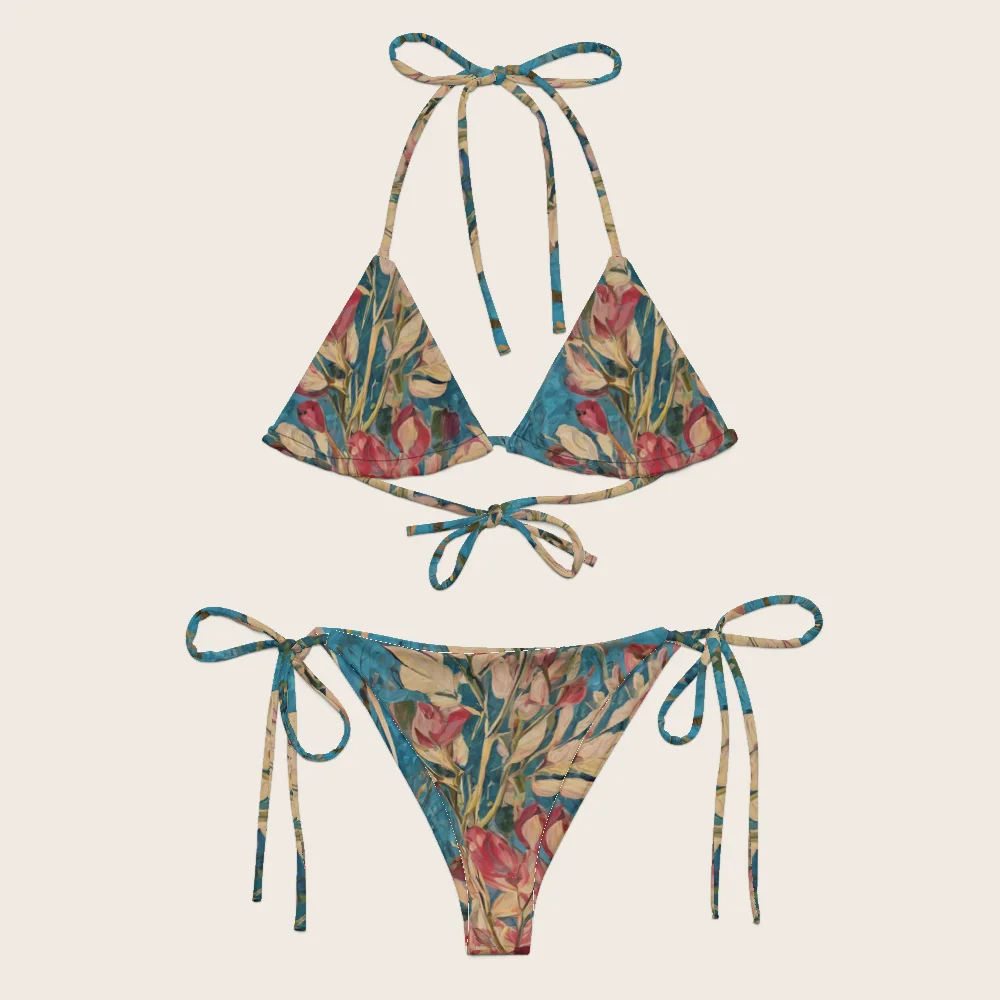 String Bikini on model
