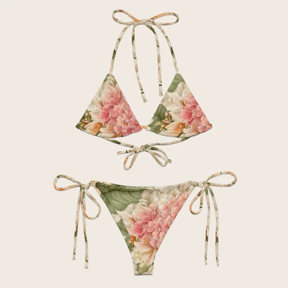 String Bikini on model
