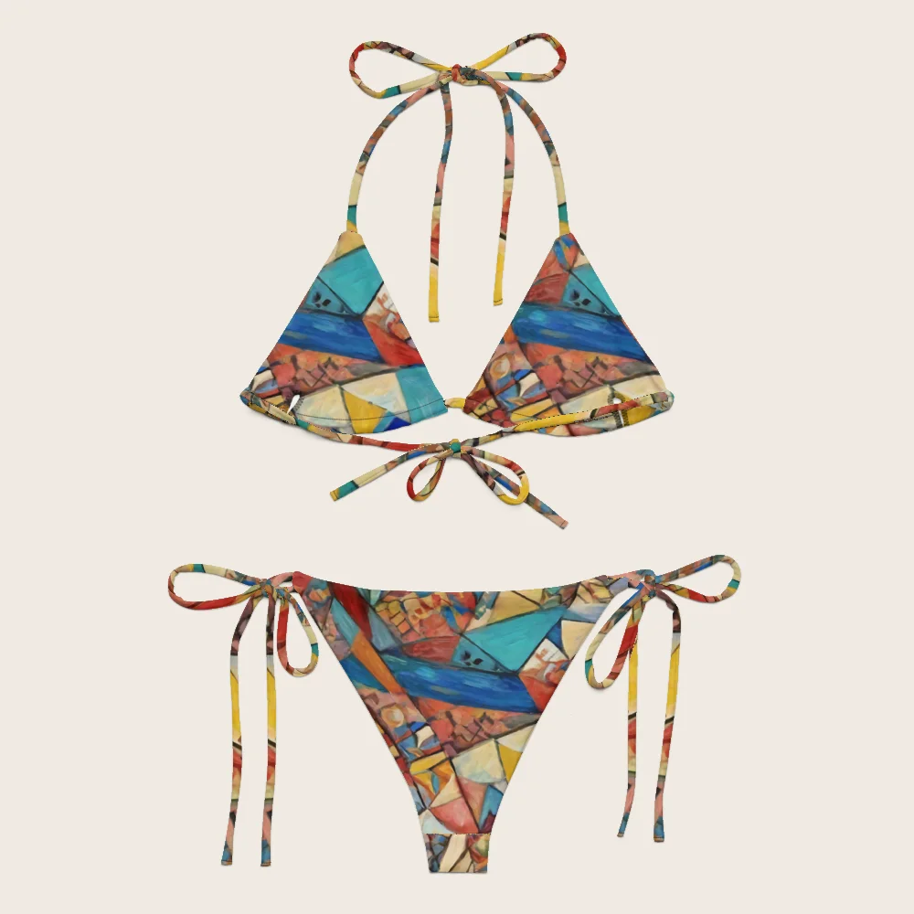 String Bikini on model