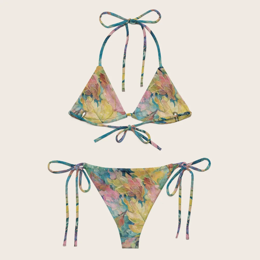 String Bikini on model