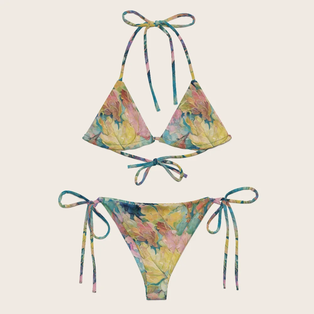 String Bikini on model
