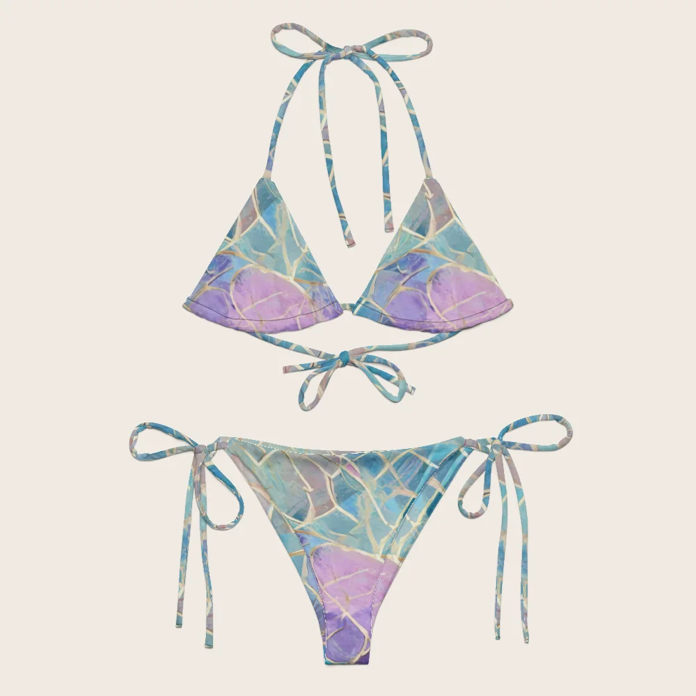 String Bikini on model