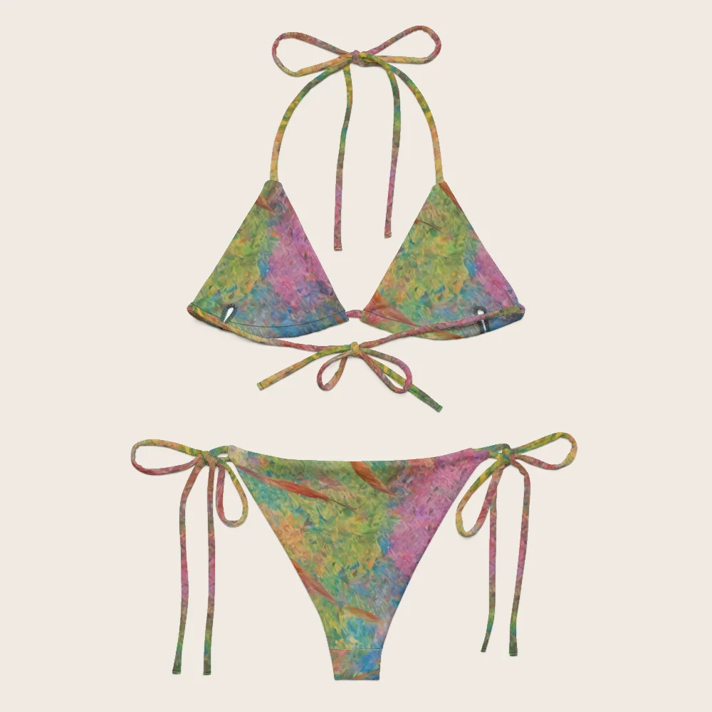 String Bikini on model