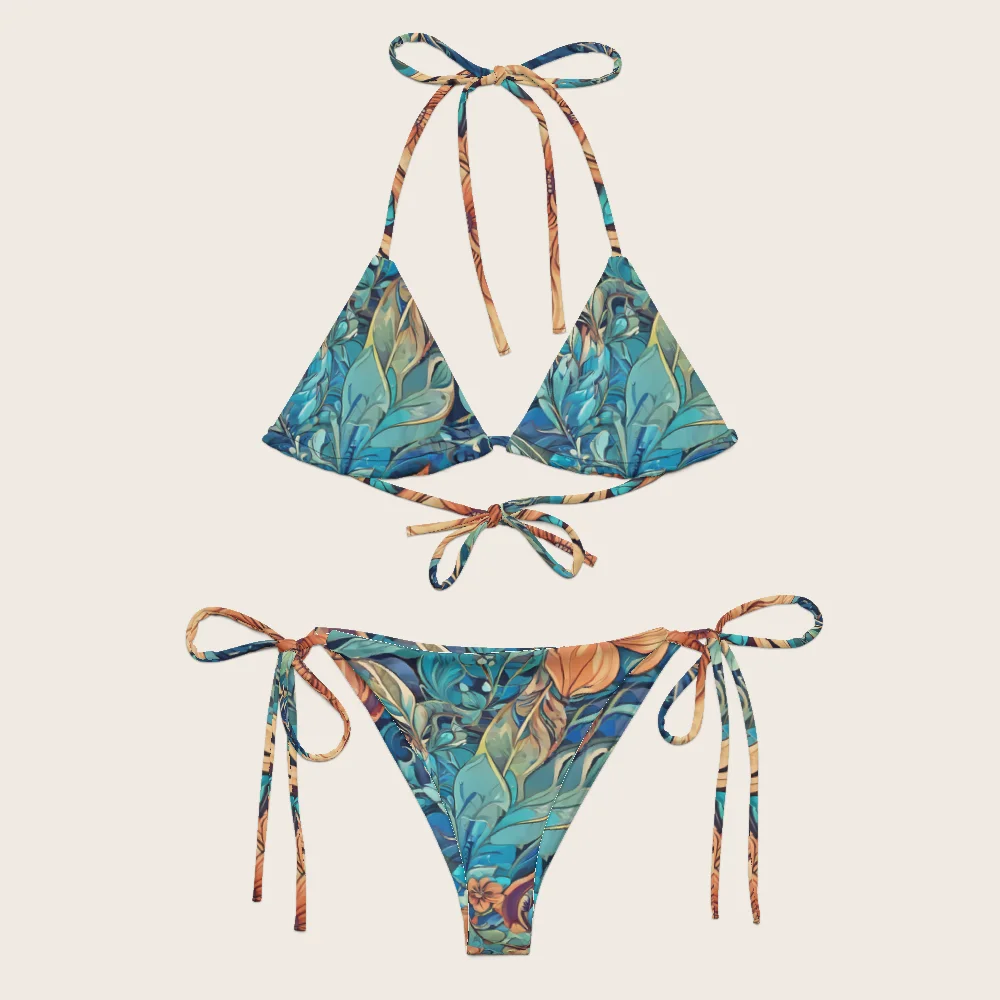 String Bikini on model