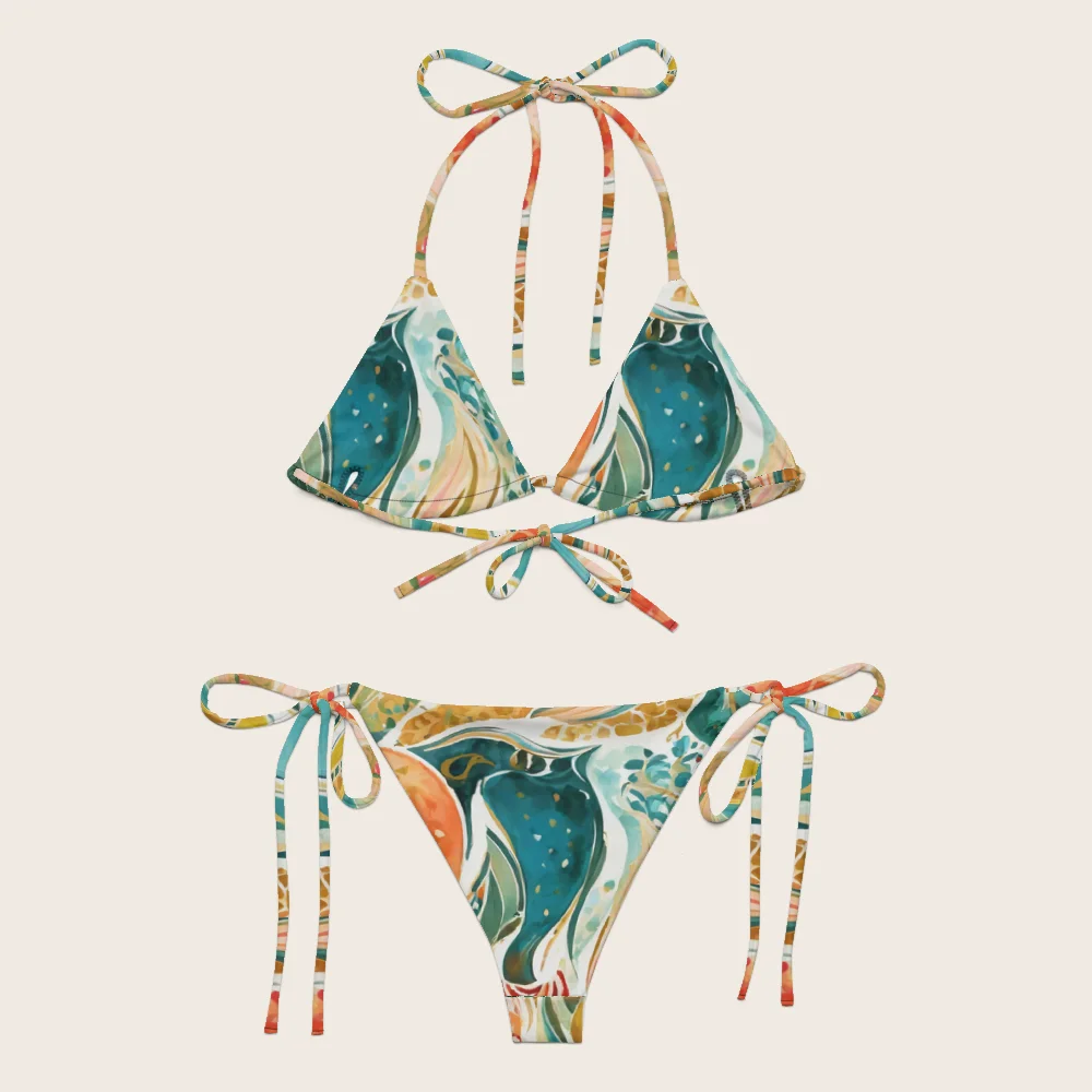 String Bikini on model