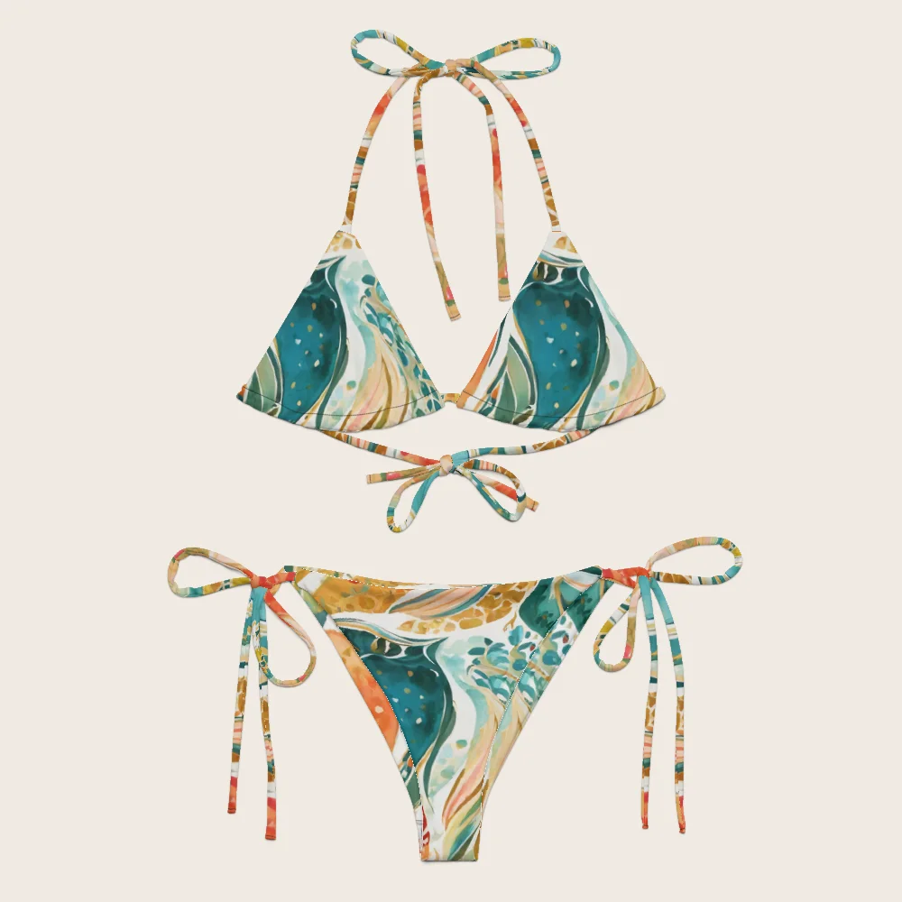 String Bikini on model