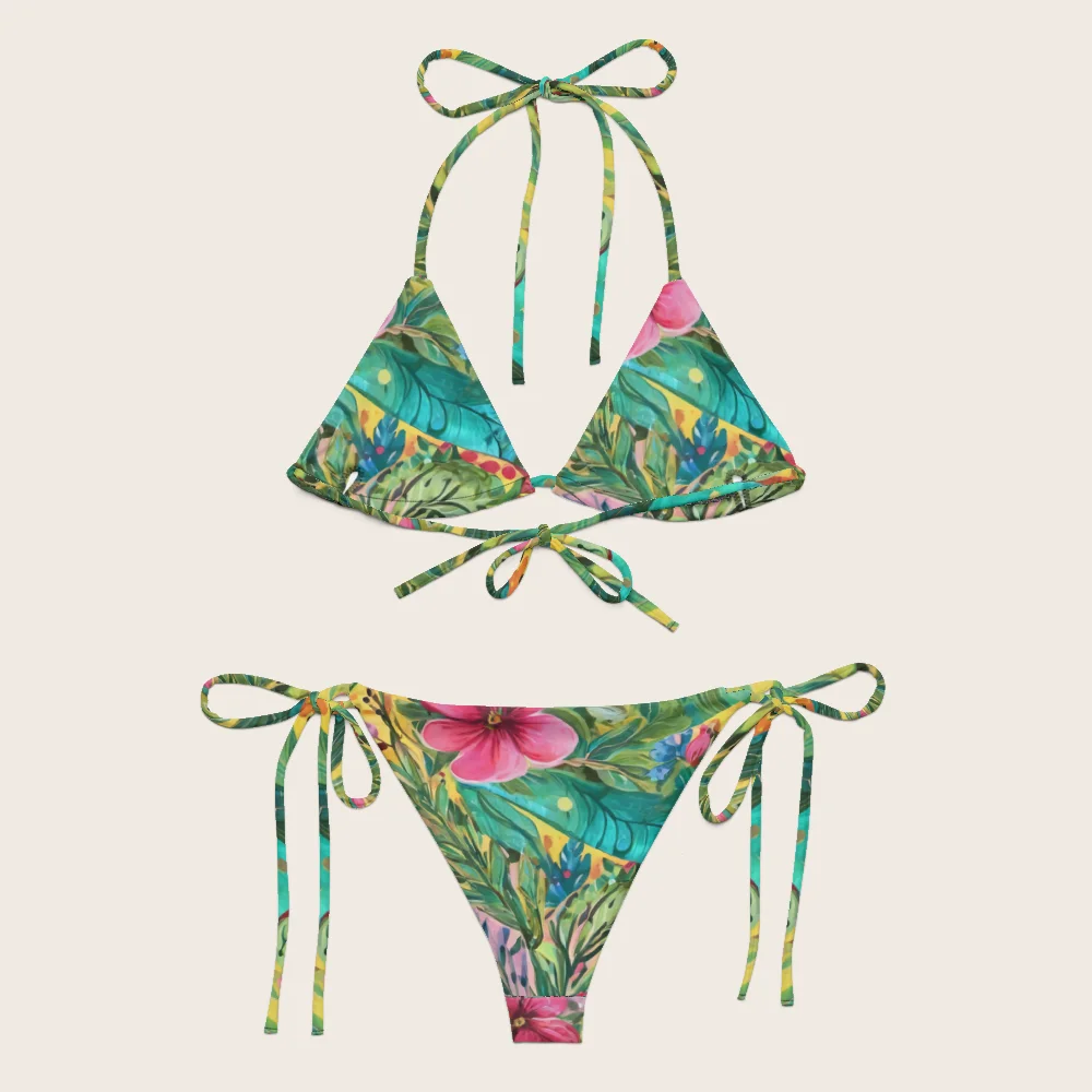 String Bikini on model