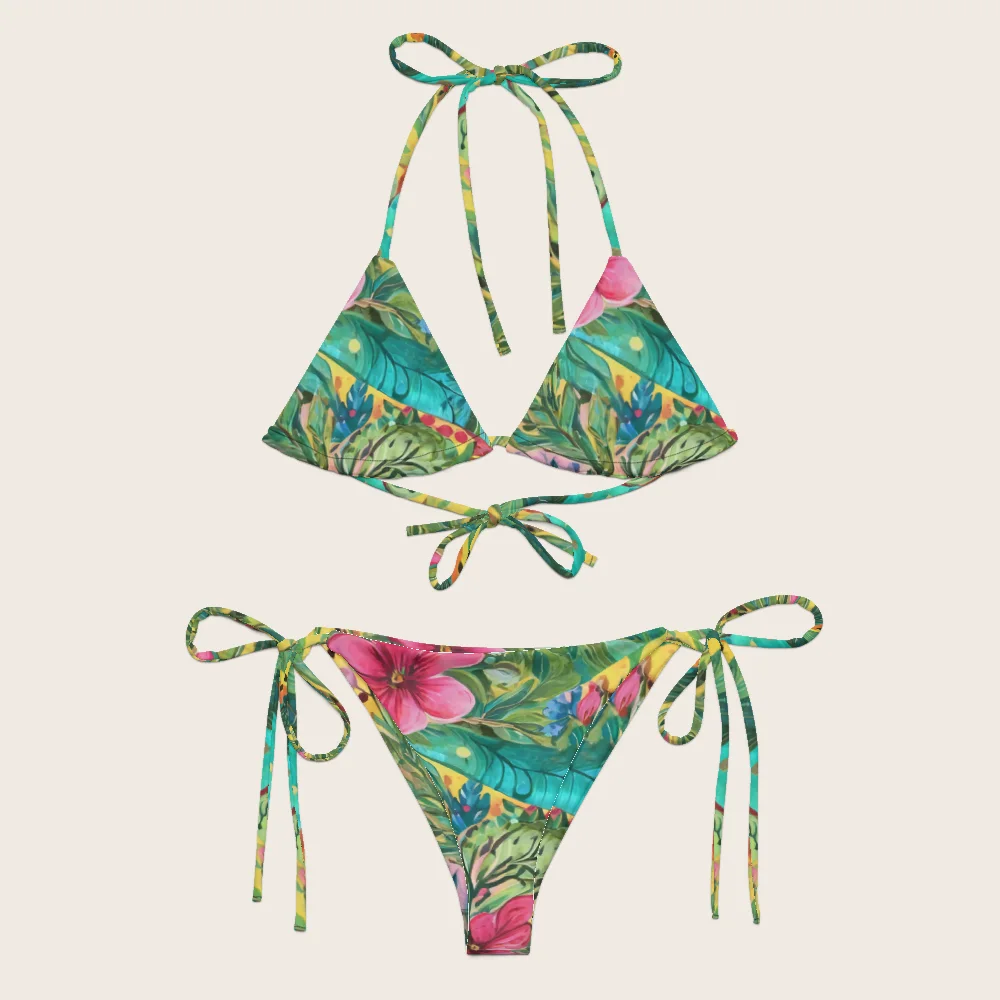 String Bikini on model
