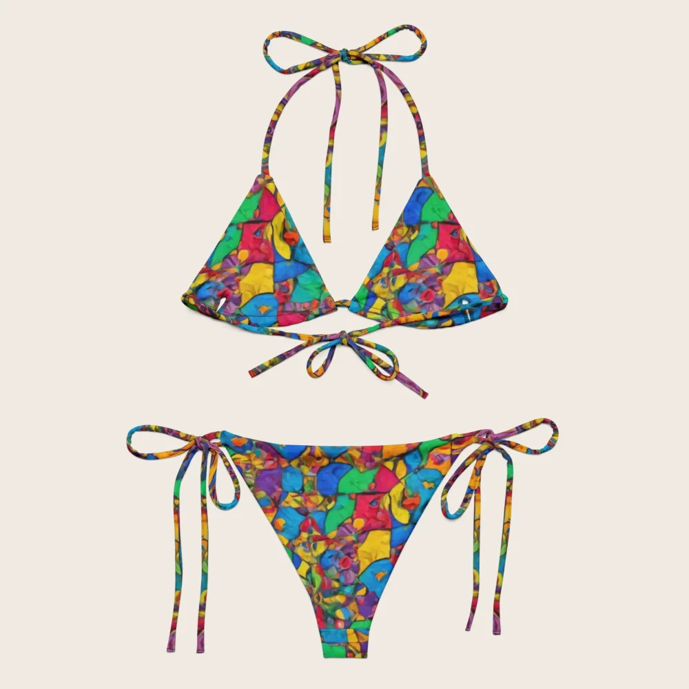 String Bikini on model