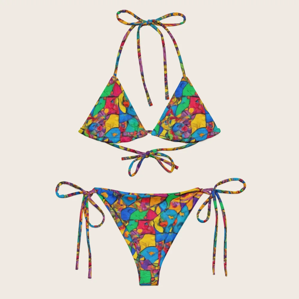 String Bikini on model