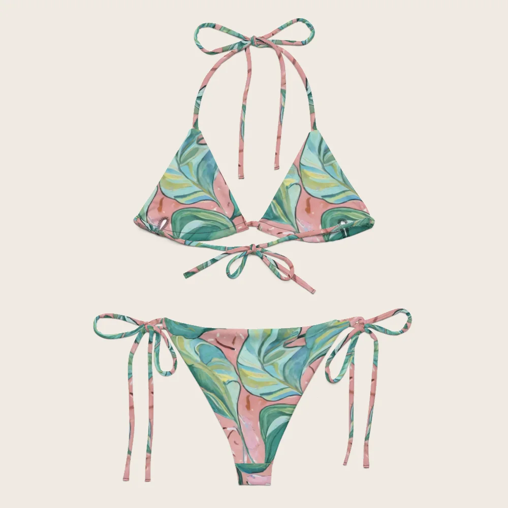 String Bikini on model