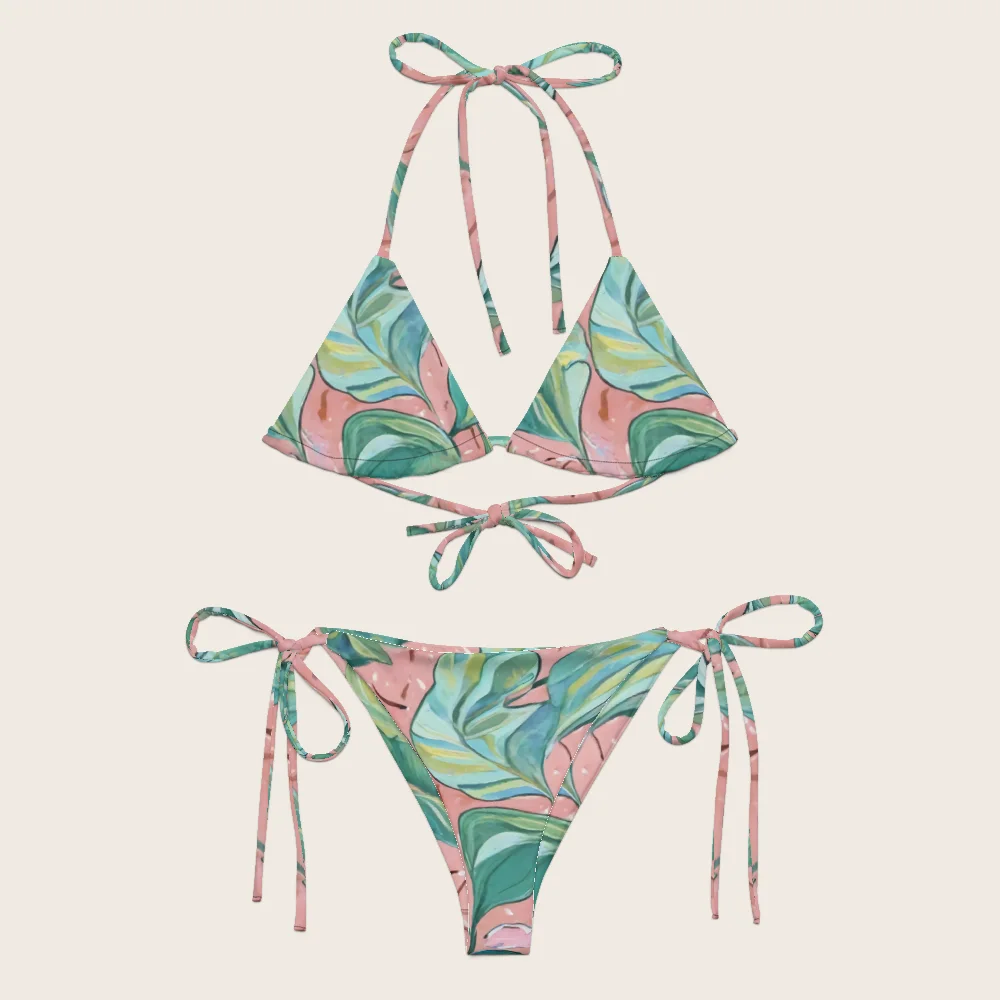 String Bikini on model