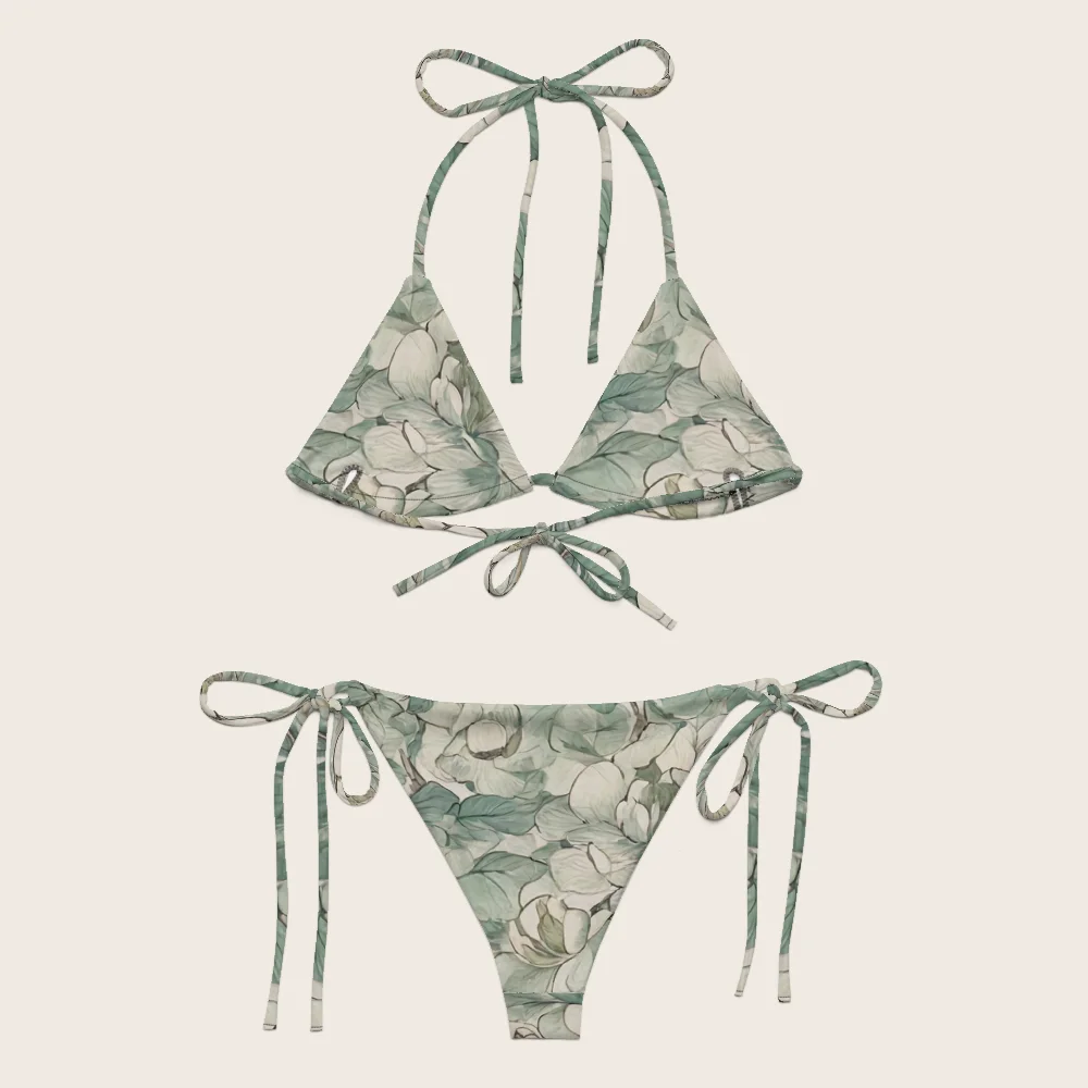 String Bikini on model