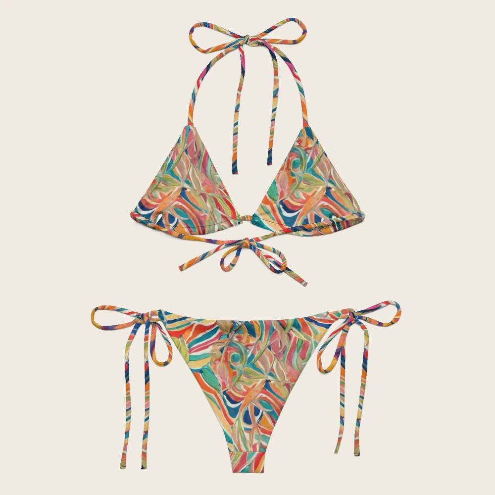 String Bikini on model
